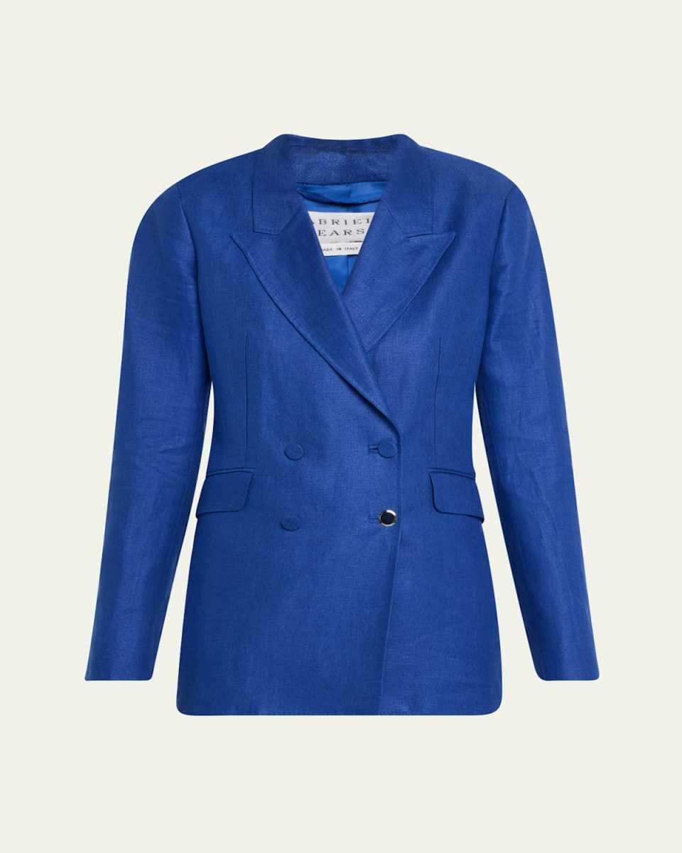 Angela Linen Double-Breasted Blazer